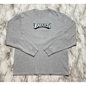 NFL Pro Line EAGLES Mens T Shirt Size L Gray Long Sleeve SCHEUERMAN‎ 86